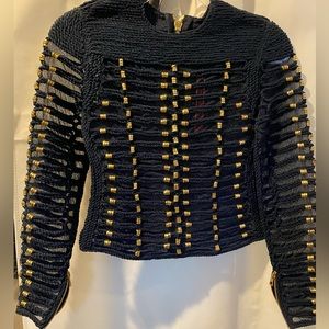 Balmain for HM Navy Blue Gold Top Size 2